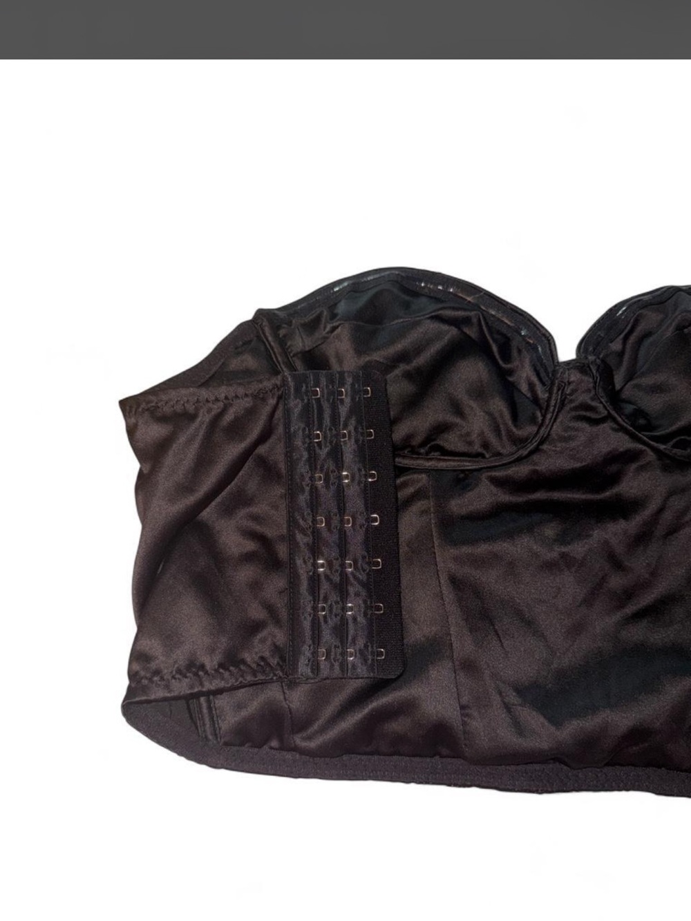 Zara adjustable black floral embroidered satin corset with sweetheart neck line - Picture 3 of 4